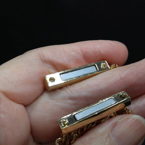 Golden Bronze Crystal Beads & Gold Chain Bracelet, Magnetic Clasp, 7 1/2 Inches - Picture 5 of 8